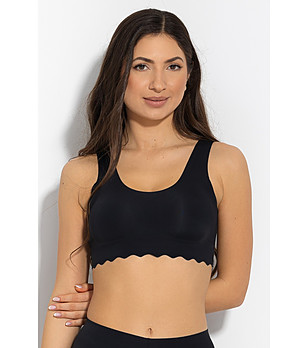 Черно бюстие без банели с вълнообразен подгъв FEEL GOOD снимка