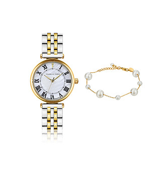 Златист комплект часовник и гривна Élodine снимка