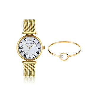 Златен часовник с метална верижка Élodine снимка