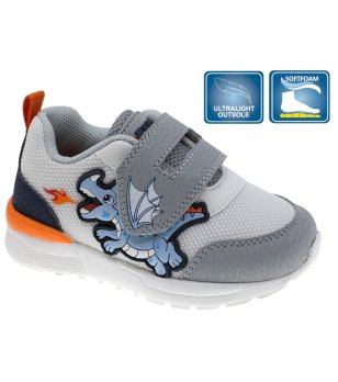 Бели детски маратонки с дракон апликация и велкро снимка