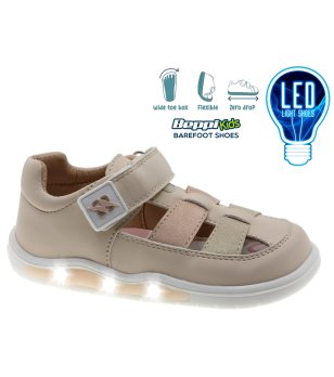Бежови детски сандали с LED светлини снимка