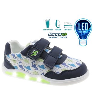 Детски тъмносини LED маратонки за широко стъпало снимка