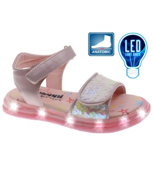 Розови детски сандали с LED подметка  снимка