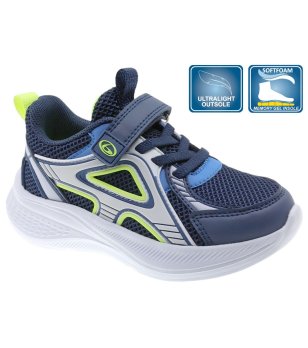 Детски сини маратонки с лепенка  снимка