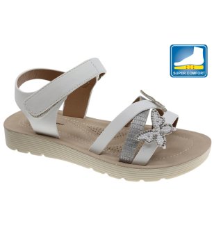 Бели детски сандали с цвете  снимка