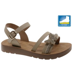 Бежови сандали с декорация пеперуда снимка