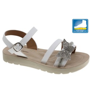 Бели детски сандали с панделка снимка