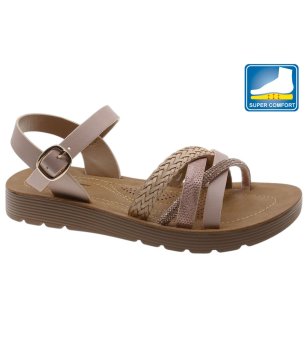 Розови детски сандали с ленти с плитка снимка