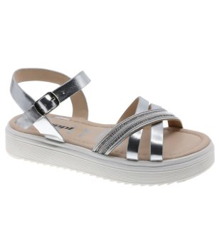 Сребърни детски сандали на платформа снимка