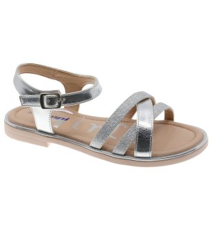 Сребристи детски сандали с каишки 24-29 номер снимка