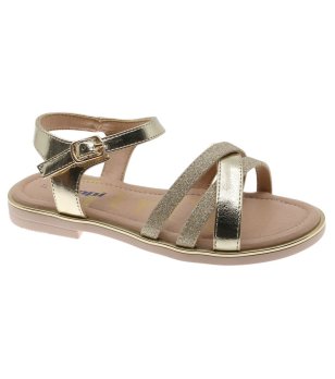 Златисти детски сандали с каишка снимка