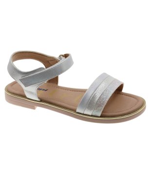 Сребристи детски сандали с каишка номера 24-29 снимка