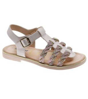Детски бели сандали с блестящи каишки  снимка