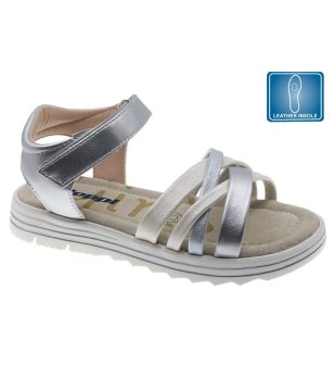Сребристи детски сандали с кожена стелка снимка