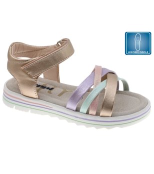 Златисти детски сандали с цветни каишки 25-30 номер снимка