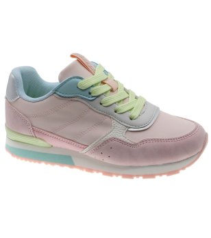 Детски розови маратонки с цветни детайли снимка