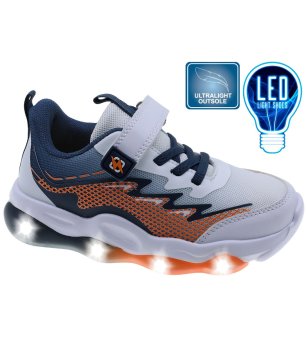 Детски бели маратонки с LED светлини снимка