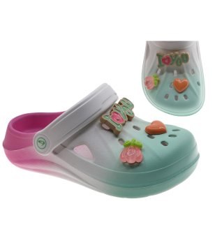 Детски многоцветни чехли тип сабо с апликации снимка