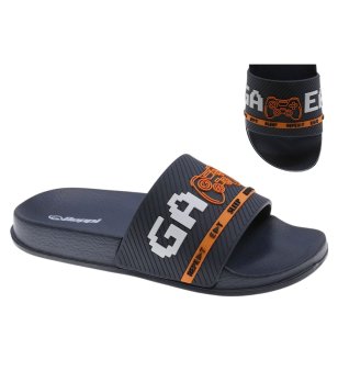 Детски тъмносини чехли с геймърски принт снимка