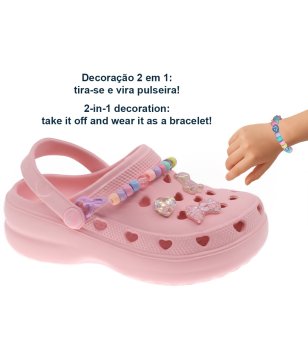 Розови детски чехли с декоративна гривна снимка