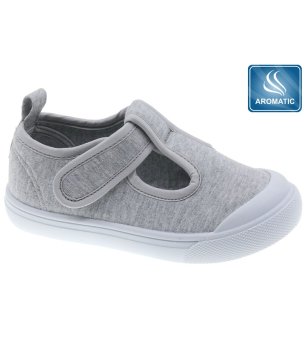 Детски сиви обувки с лепенка снимка