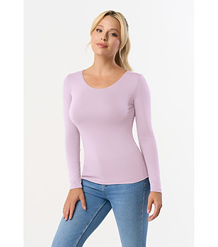 Дамска блуза в пастелнорозов цвят с дълъг ръкав Manati снимка