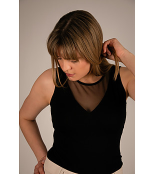 Черен топ с триъгълно деколте Mariah снимка