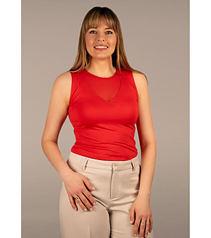 Червен топ с тюл Mariah снимка