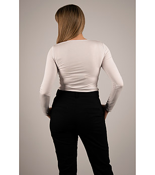 Бяла дамска блуза с дълъг ръкав Ginger снимка