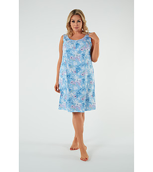 Памучна нощница с широки презрамки Kaweri в светлосиньо снимка