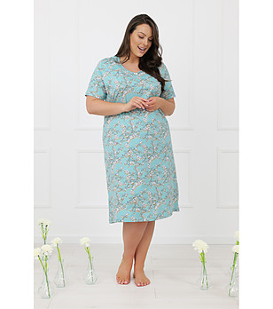 Памучна нощница в ментово зелено с къс ръкав MISAKI снимка