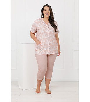 Дамска памучна пижама с къс ръкав и 3/4 панталон PERLA снимка