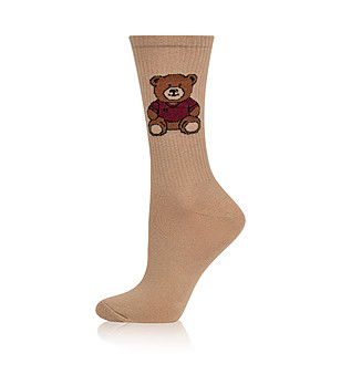 Бежови дълги чорапи с мече TED снимка