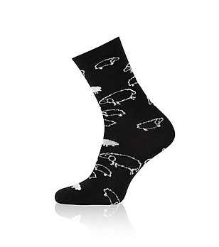 Черни детски чорапи с бял принт WITO снимка