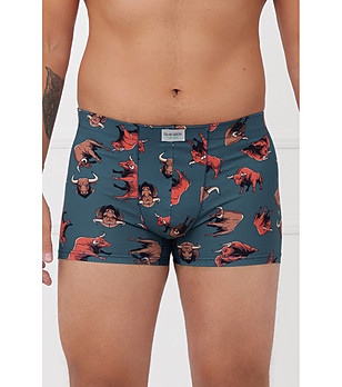 Тъмносини мъжки памучни боксерки с принт Angus снимка