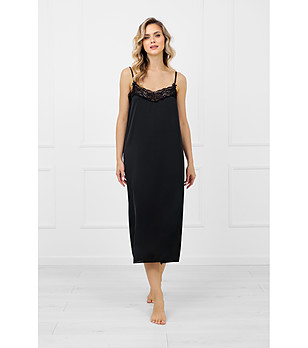 Черна нощница с тънки презрамки Dotyk снимка