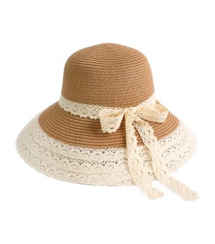 Бежова лятна шапка с декоративна периферия DIVIA снимка