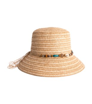 Бежова лятна шапка с малка периферия CHAPLET снимка