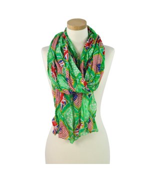 Зелен многоцветен шал с точки Mix & Match снимка