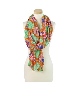 Шал в зелено и оранжево на точки Mix & Match снимка