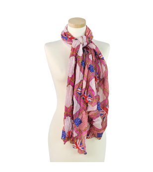 Шал на точки Mix & Match в малина и многоцветен десен снимка
