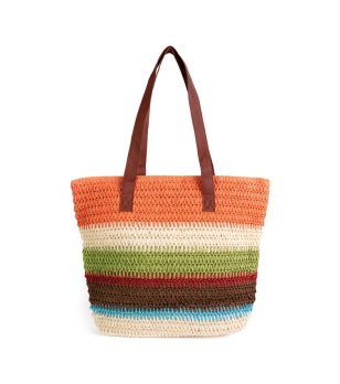 Светлобежова чанта Senset с лайм и фуксия снимка