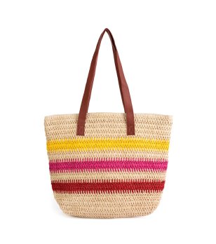 Чанта Senset в светлобежово, жълто, тъмночервено и циклама снимка