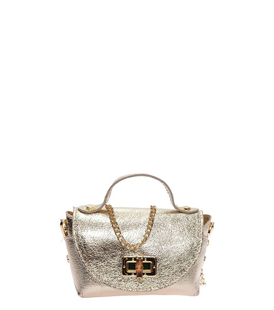 Златиста чанта през рамо ORO снимка