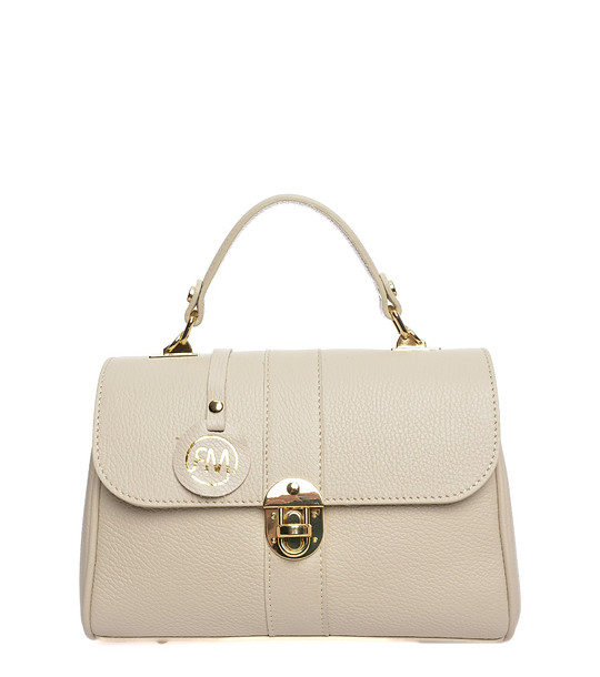 Дамска кожена чанта в бежово Sanoma снимка