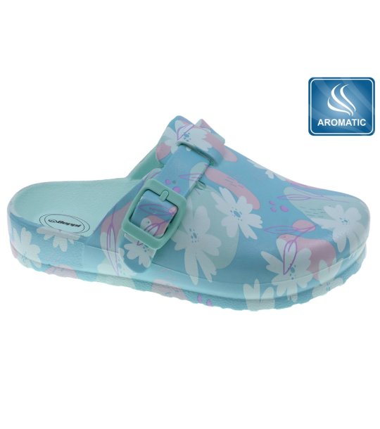 Детски сабо в светлозелено с флорален принт WATER GREEN снимка