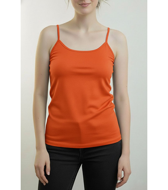 Оранжев дамски топ с тънки презрамки Macadi снимка