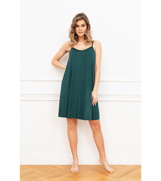 Зелена нощница с тънки презрамки SONG снимка