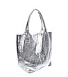 Дамска кожена чанта в сребрист нюанс Mona-2 снимка