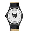 Черен часовник Bellagio с каишка тип кроко-2 снимка